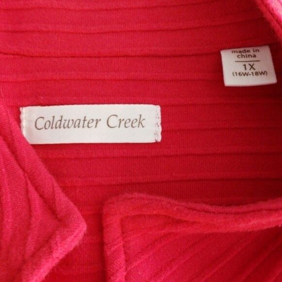 Coldwater Creek Ottoman Red Lightweight Button Front Textured Knit Jacket - Picture 3 of 7